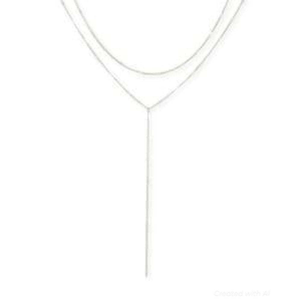 Layered Y Necklace - Silver - One Size - Necklace