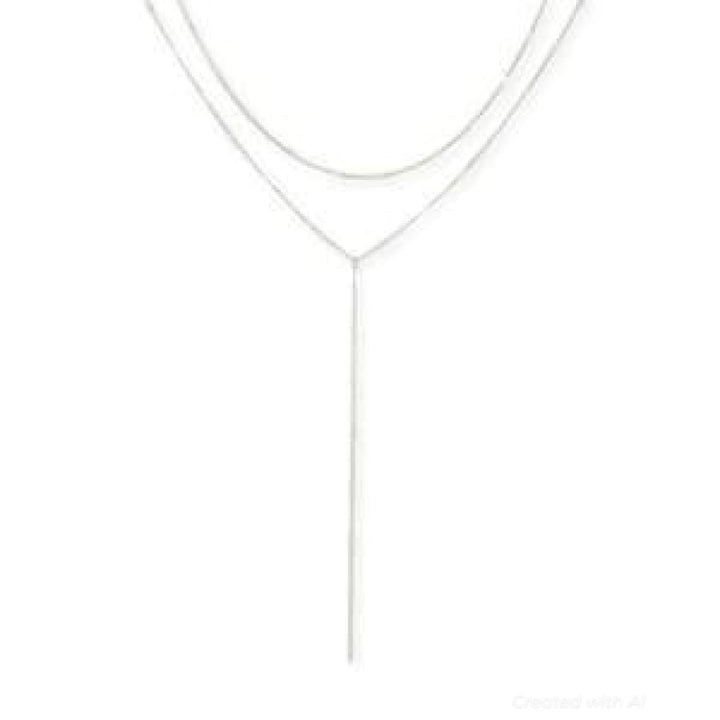 Layered Y Necklace - Silver - One Size - Necklace
