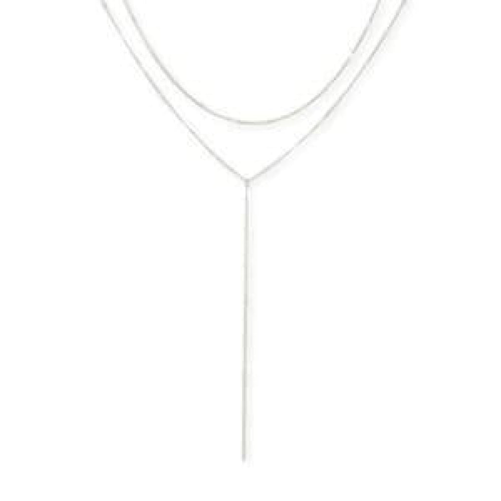 Layered Y Necklace - Silver - One Size - Necklace