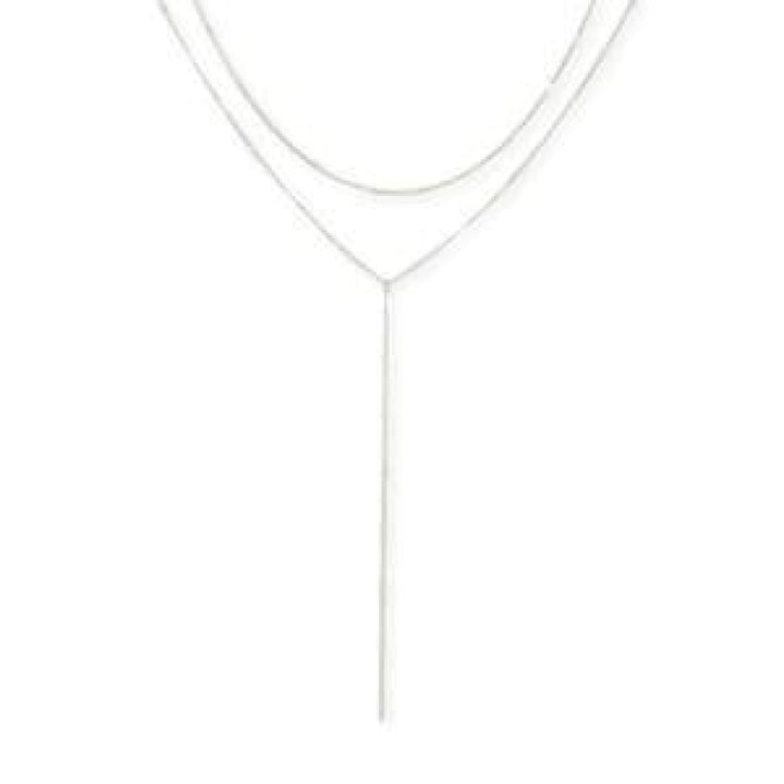 Layered Y Necklace - Silver - One Size - Necklace
