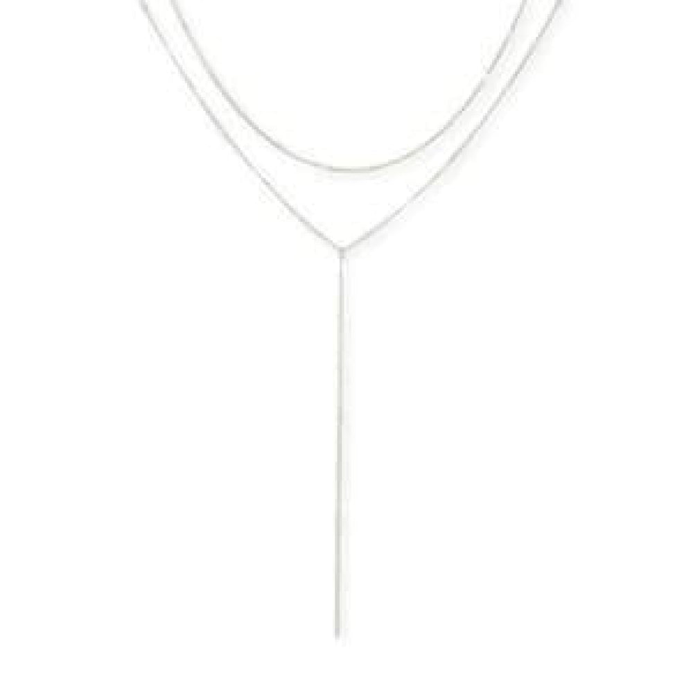 Layered Y Necklace - Silver - One Size - Necklace