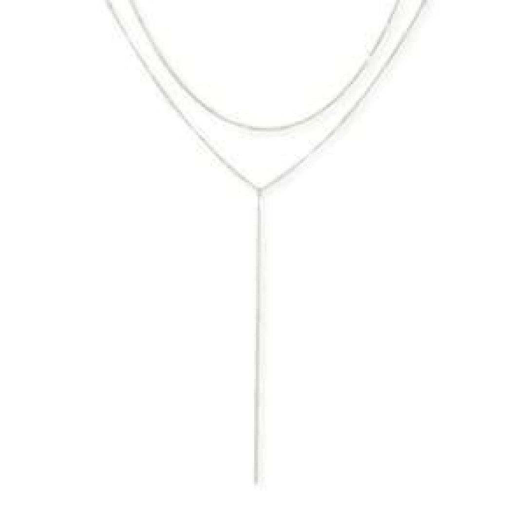 Layered Y Necklace - Silver - One Size - Necklace