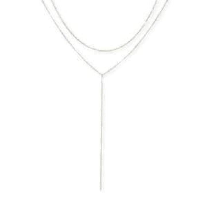 Layered Y Necklace - Silver - One Size - Necklace