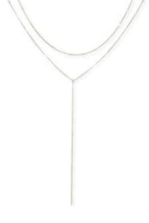 Layered Y Necklace - Silver - One Size - Necklace