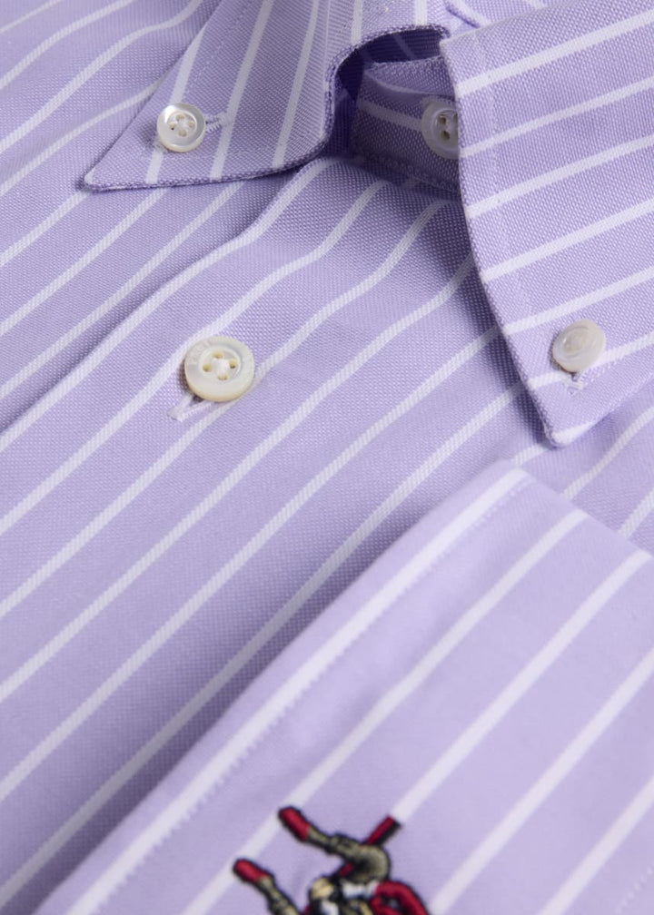Wide Striped Oxford Logo Sport Shirt - Lavender
