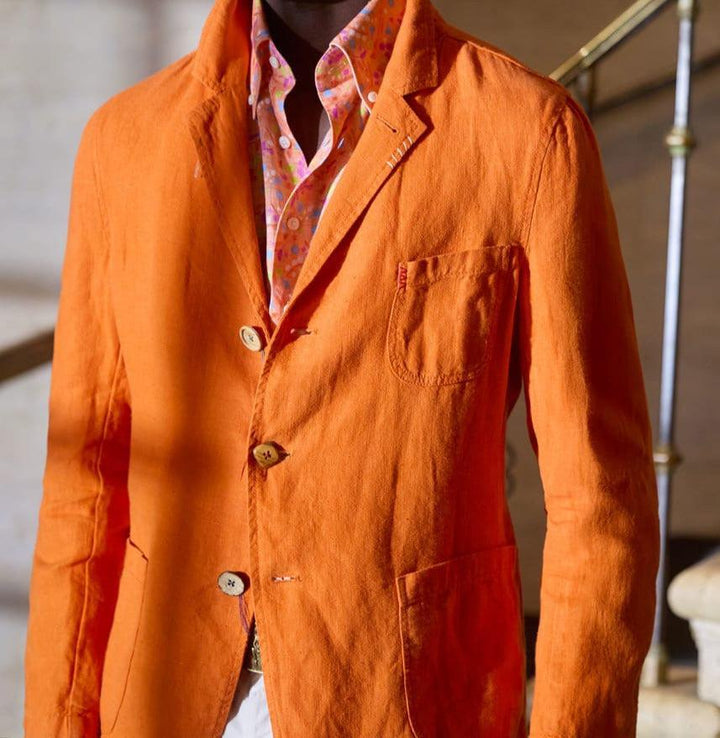 Washed Linen Jacket - Orange