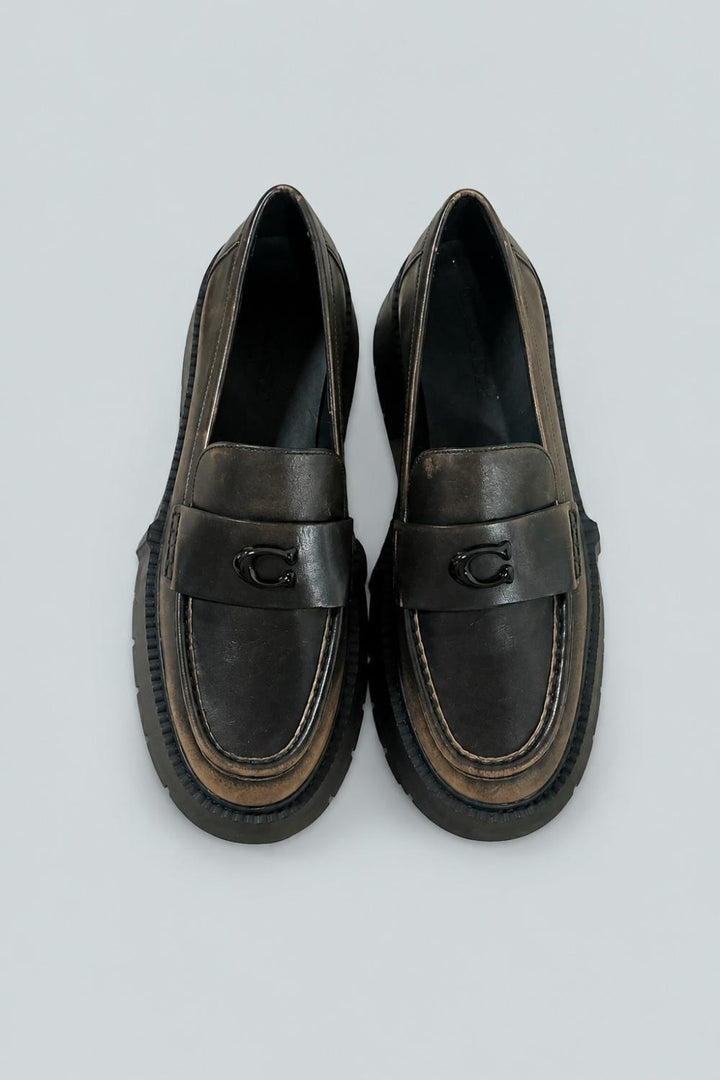 Leah Platform Leather Loafer - Black - 9 - Loafers