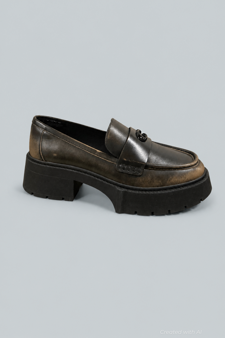 Leah Platform Leather Loafer - Black - 9 - Loafers