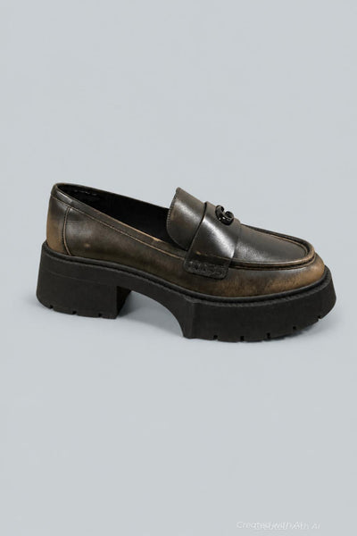 Leah Platform Leather Loafer - Black - 9 - Loafers