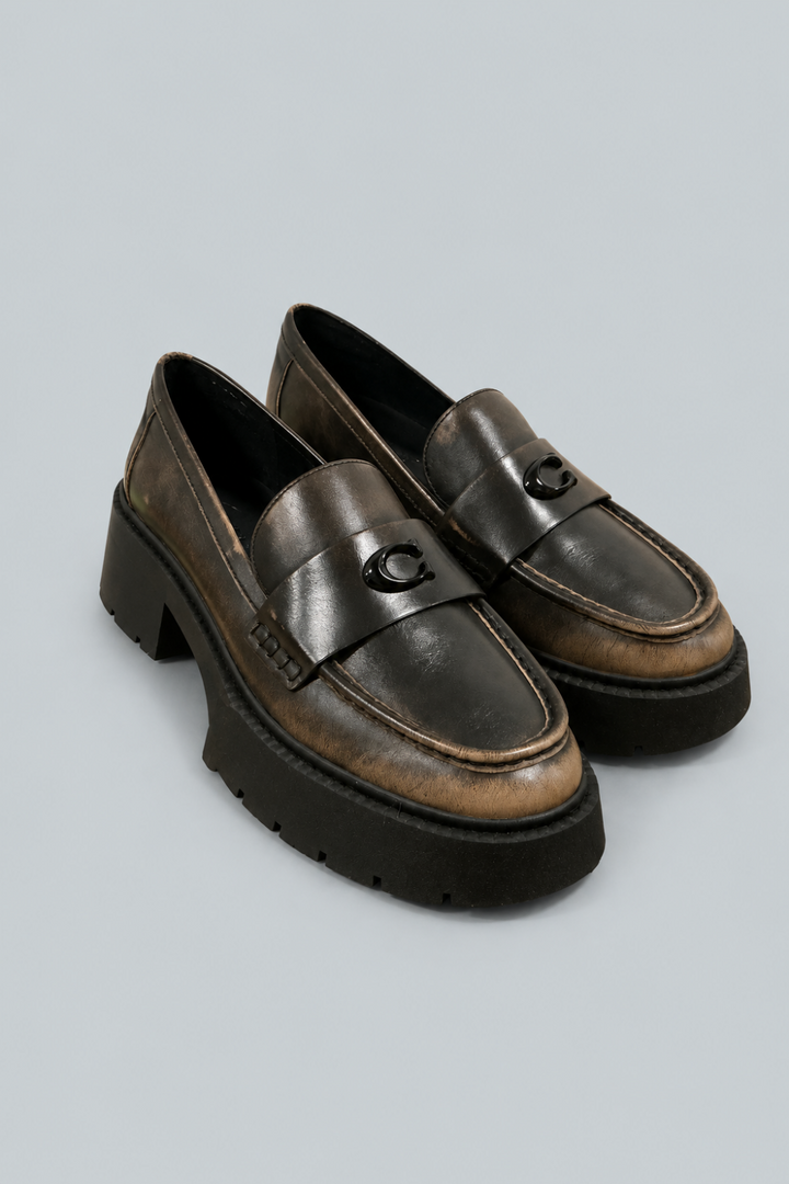 Leah Platform Leather Loafer - Black - 9 - Loafers