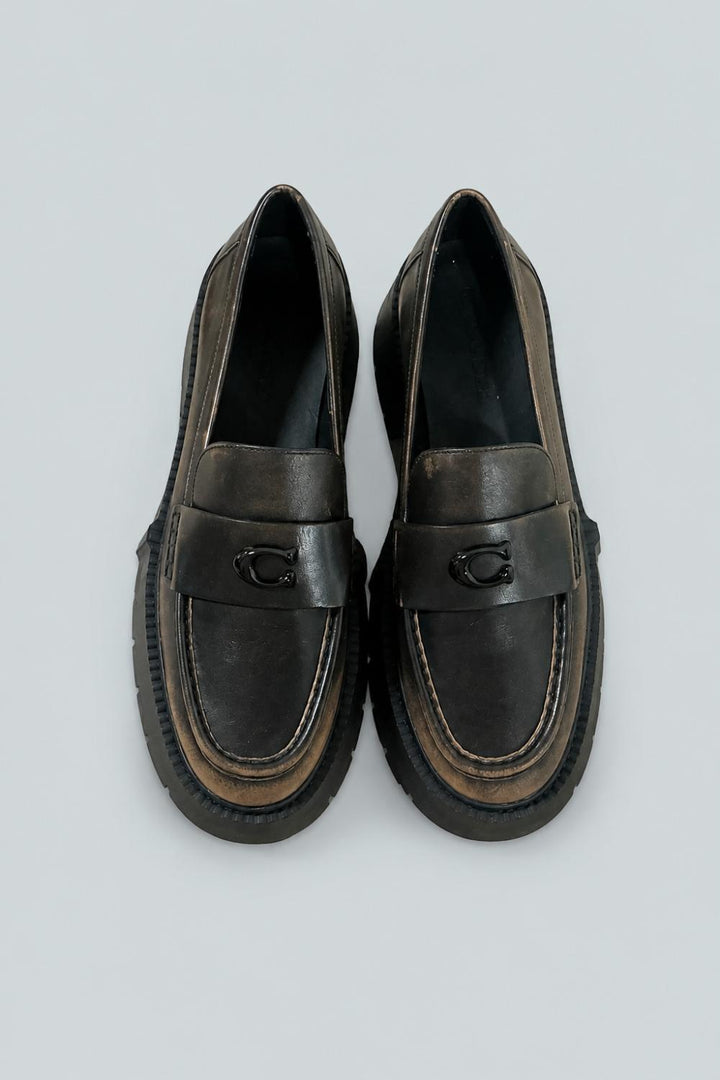 Leah Platform Leather Loafer - Black - 9 - Loafers