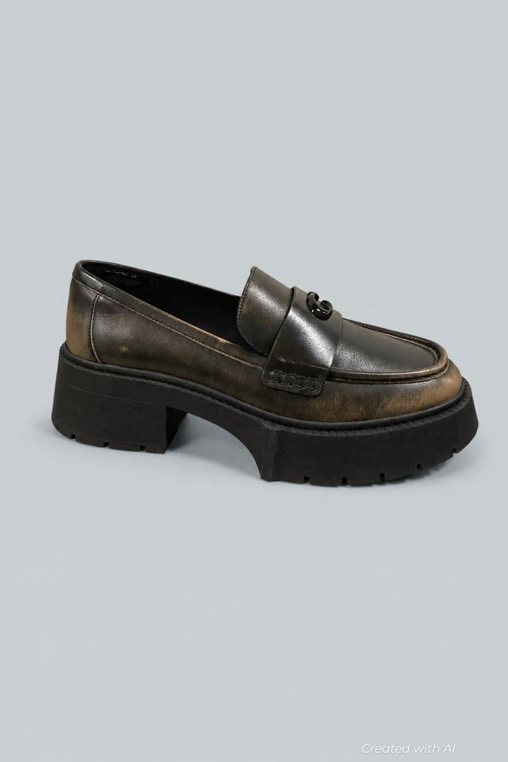 Leah Platform Leather Loafer - Black - 9 - Loafers
