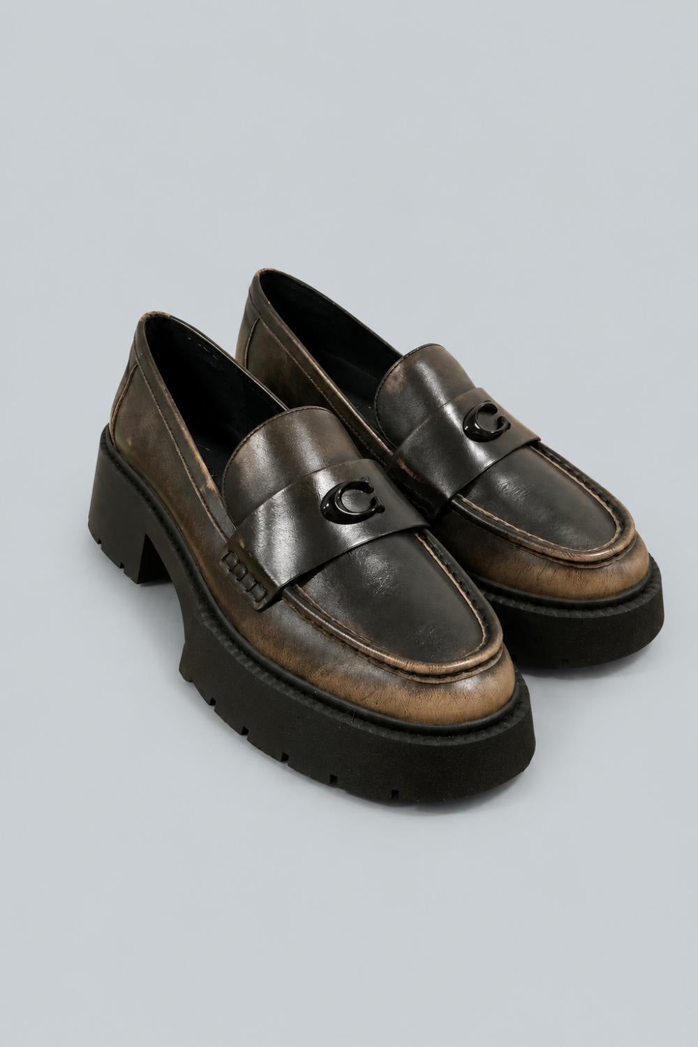 Leah Platform Leather Loafer - Black - 9 - Loafers
