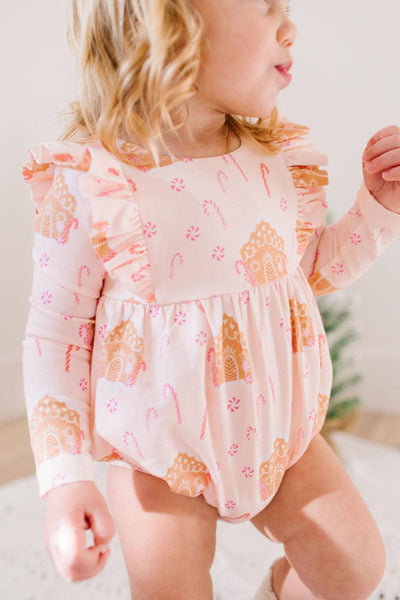 Leah Romper - Gingerbread - 3/6m - romper - baby