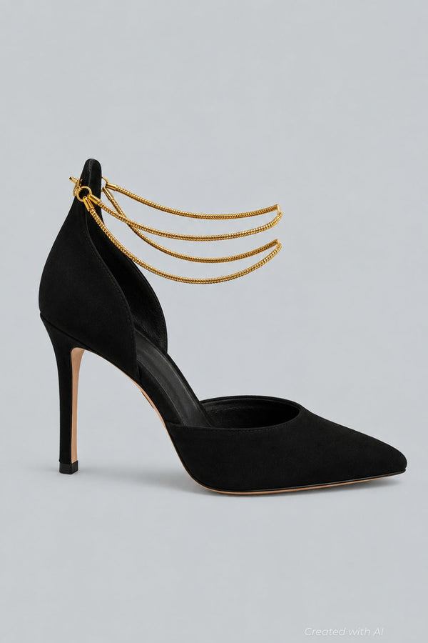 Leandra Chain Pump Black - Black - Stiletto