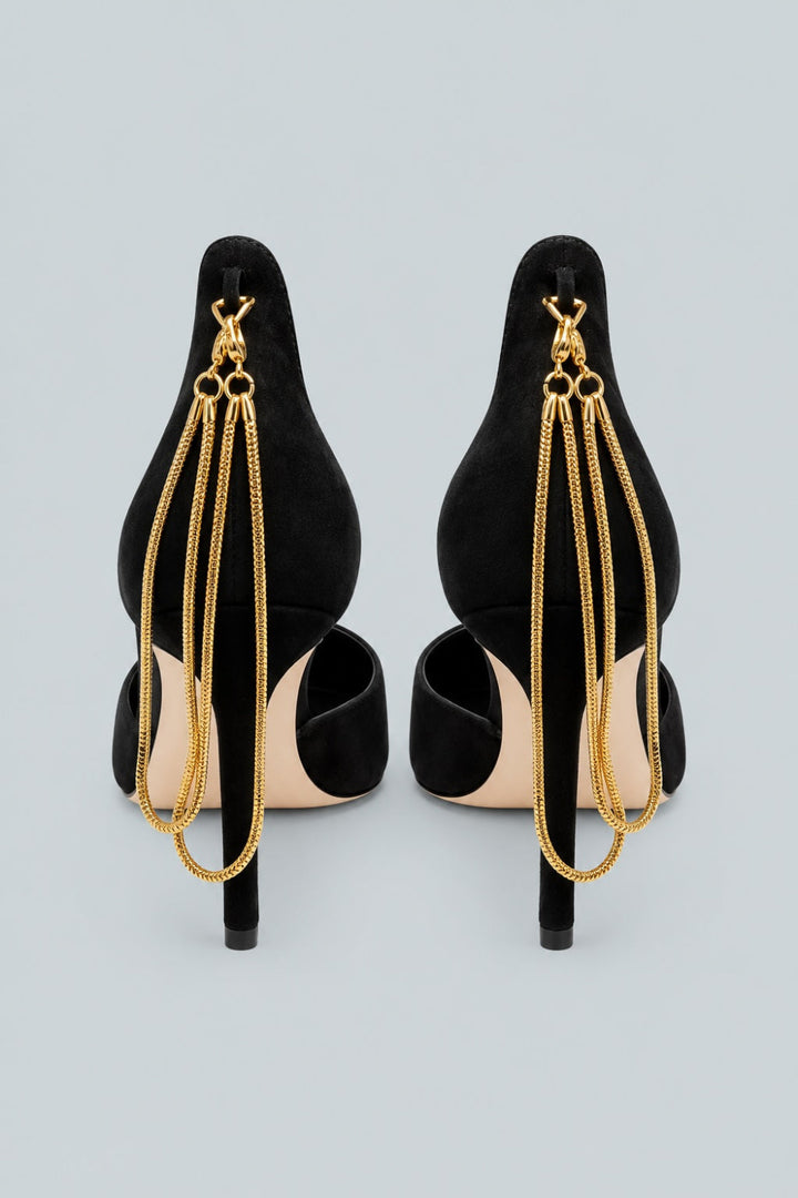 Leandra Chain Pump Black - Black - Stiletto