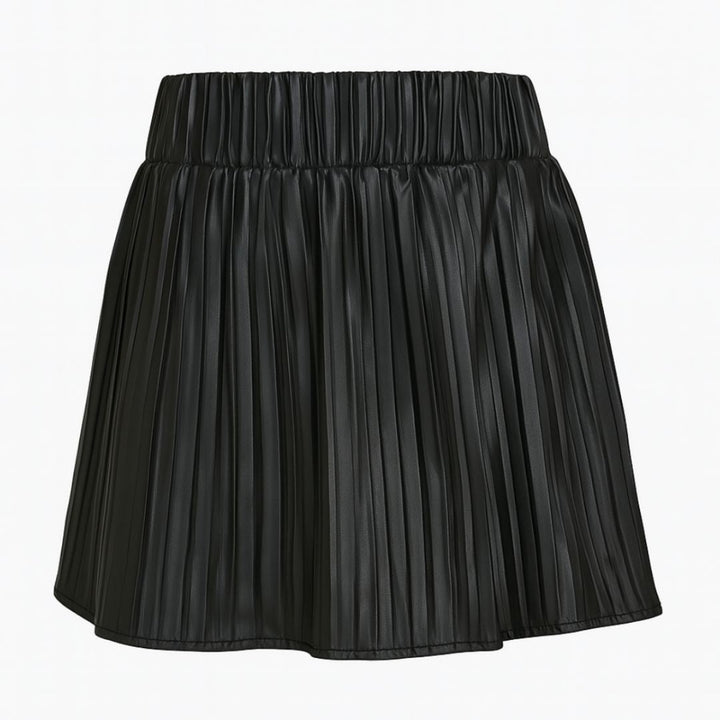 Leatherette Pleated Skirt - Black - Skirt