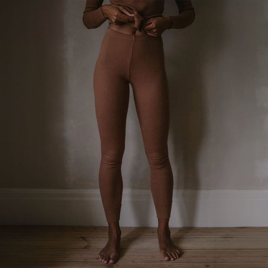 The Women's Ribbed Legging - Camel Sleepwear The Simple Folk 