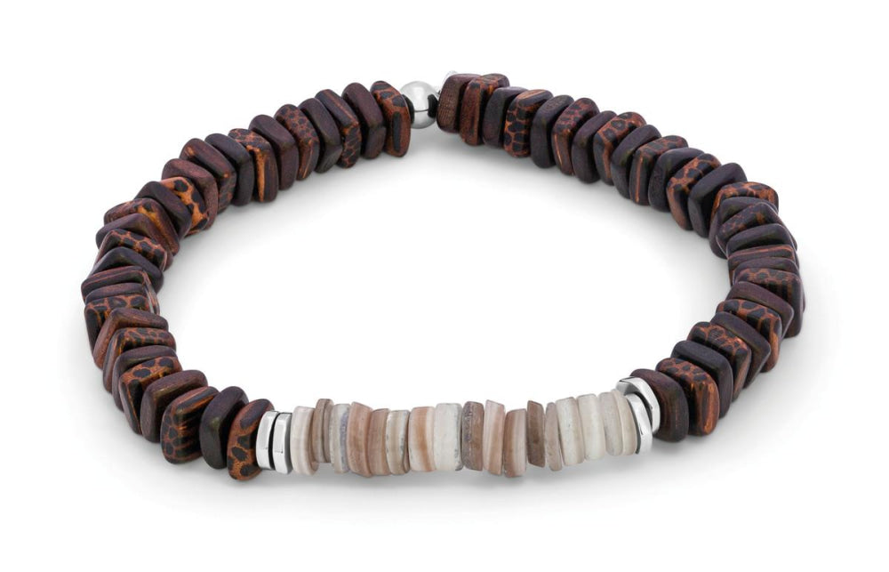 Legno Heishi Beaded Bracelet - Brown - Medium - Bracelet