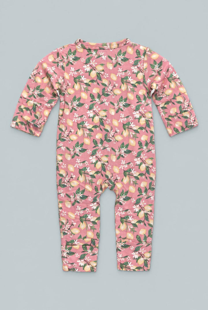 Lemon Floral Print Convertible Romper - Lemons Pink - Romper