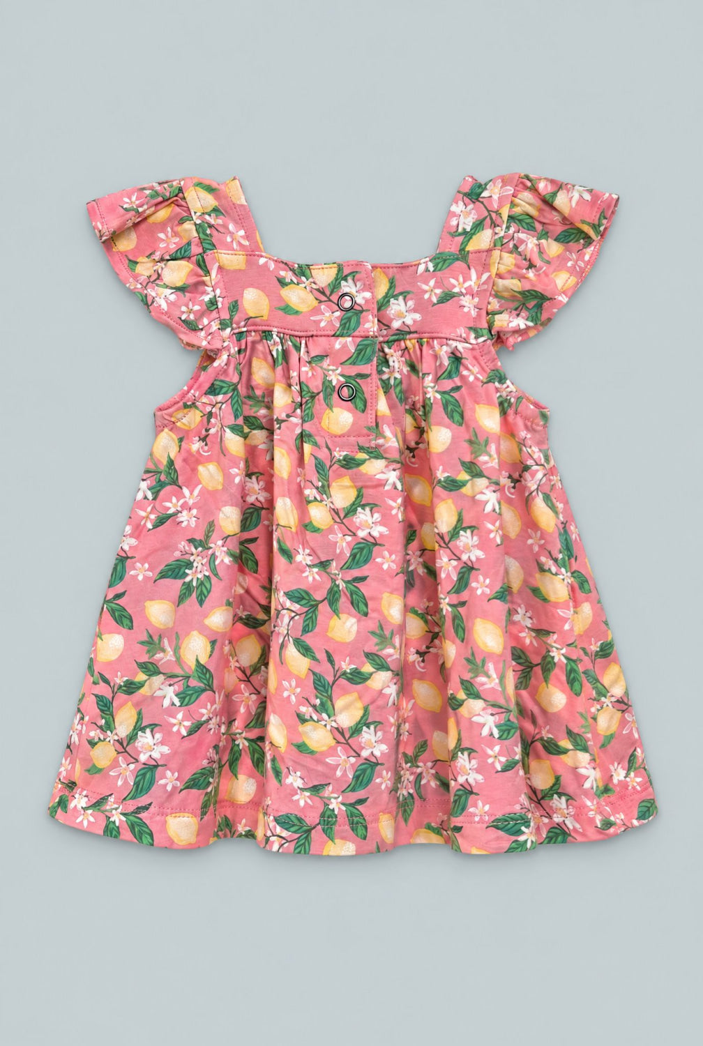 Lemon Floral Print Ruffle Dress With Bloomer - Lemons Pink - Dresses