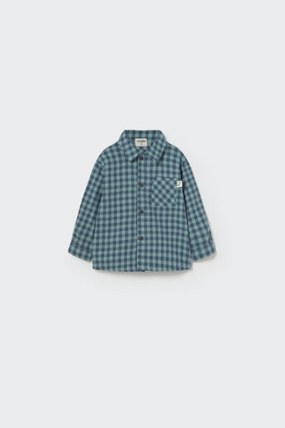 Gingham Flannel Baby Shirt Artic Blue