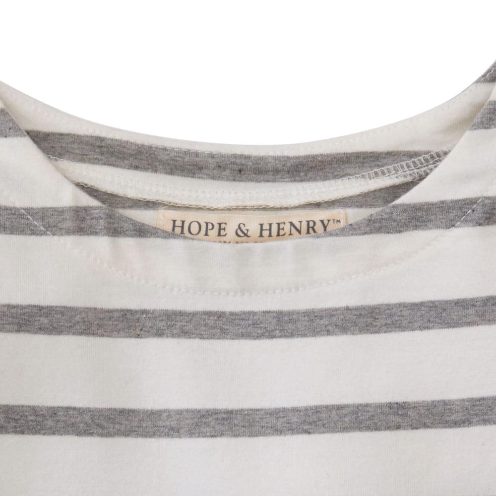 Lightweight Blocked Organic Skater Dress - Gray Stripe with Chambray - Dresses