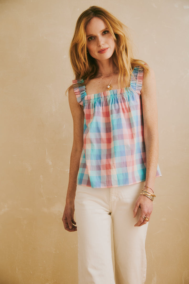 Ada Top - Pastel Woven Check