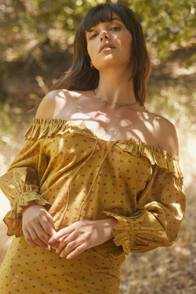 Liliana Peasant Top - Honeycomb/Mini Rose Floral - FINAL SALE - Shirt
