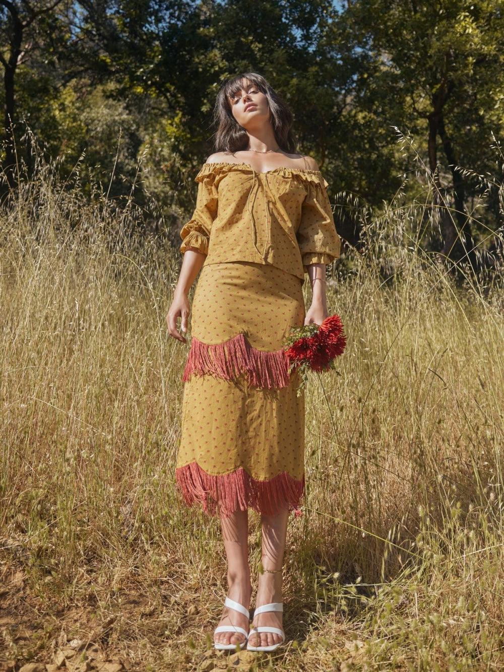 Liliana Peasant Top - Honeycomb/Mini Rose Floral - FINAL SALE - Shirt