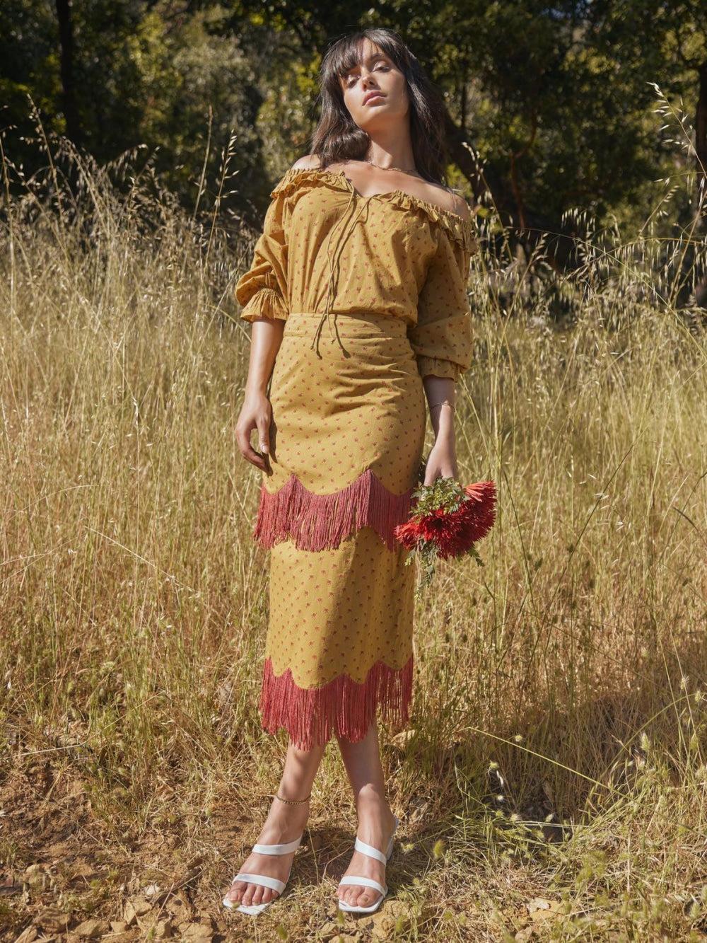 Liliana Peasant Top - Honeycomb/Mini Rose Floral - FINAL SALE - Shirt