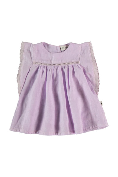 Linen Baby Dress - Mauve - 3M - Dresses