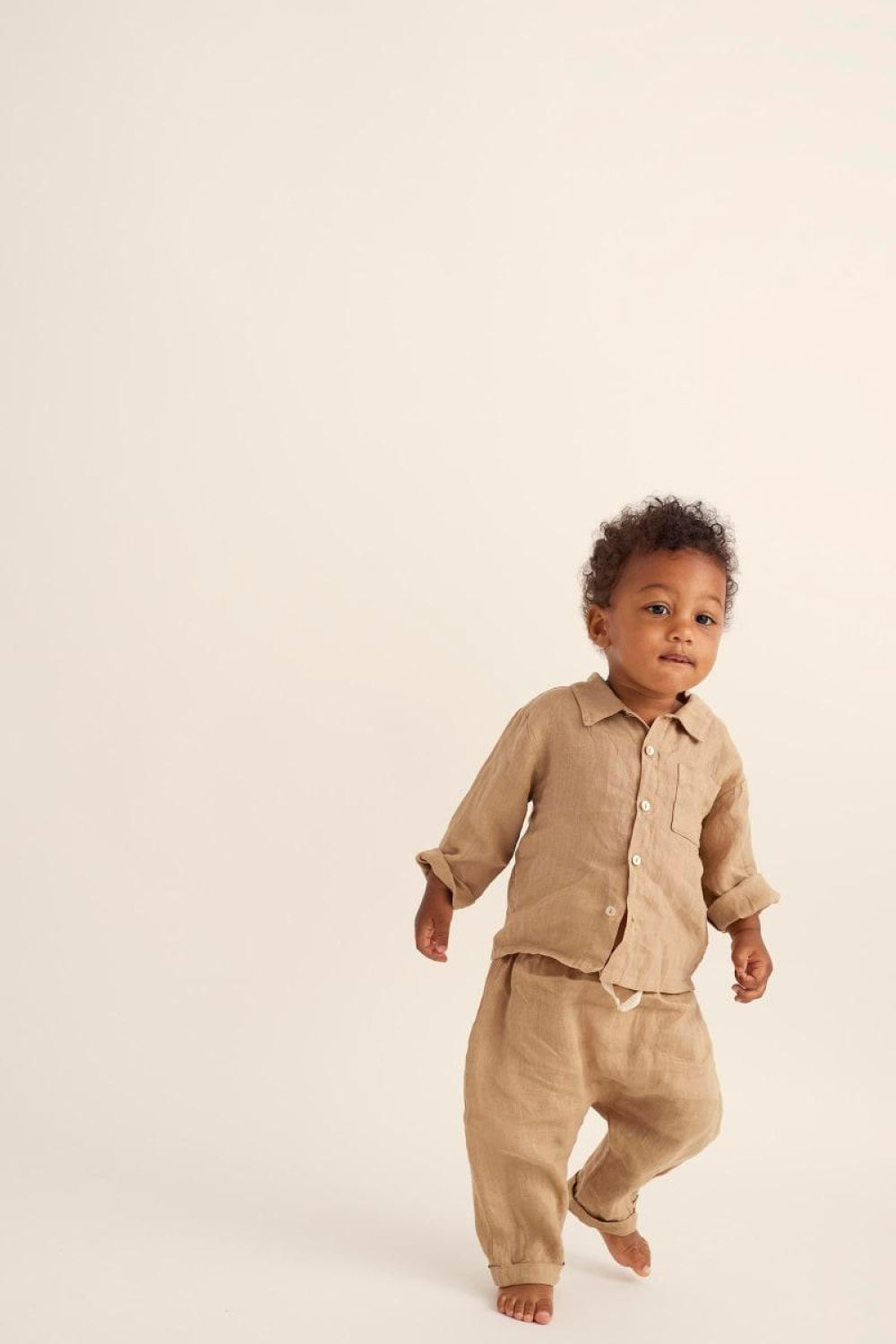 Linen Baby Pants Coffee - Pants