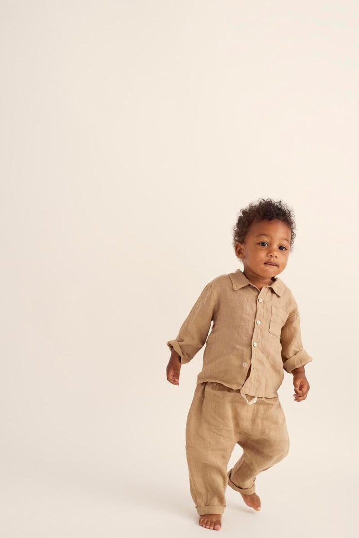 Linen Baby Pants Coffee - Pants