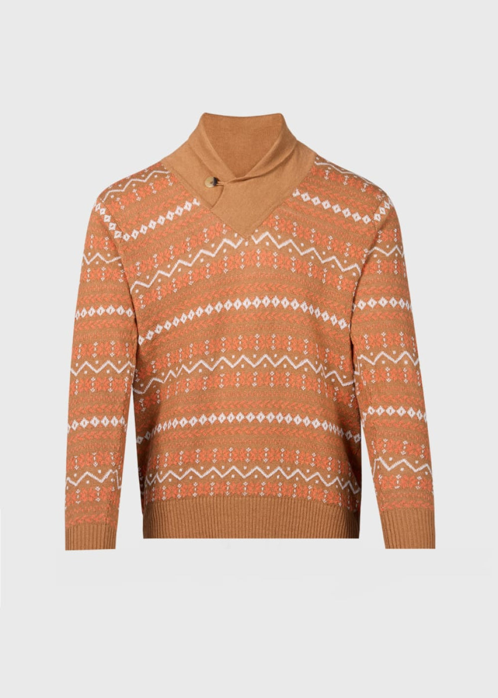 Linen & Cotton Fairisle Sweater - Brown/Multi - Sweater