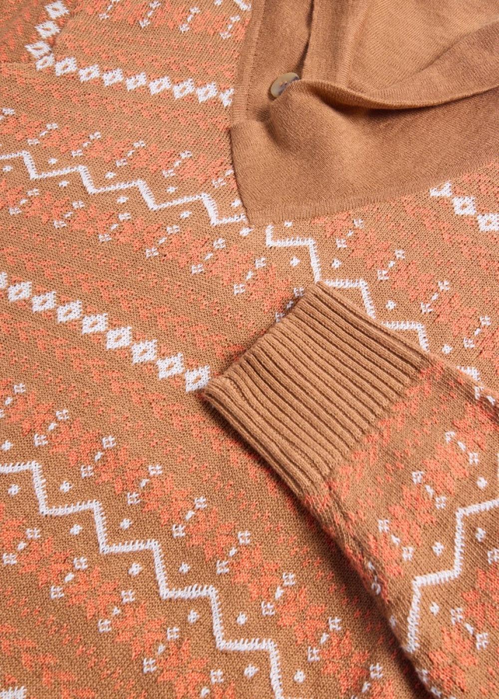 Linen & Cotton Fairisle Sweater - Brown/Multi - Sweater