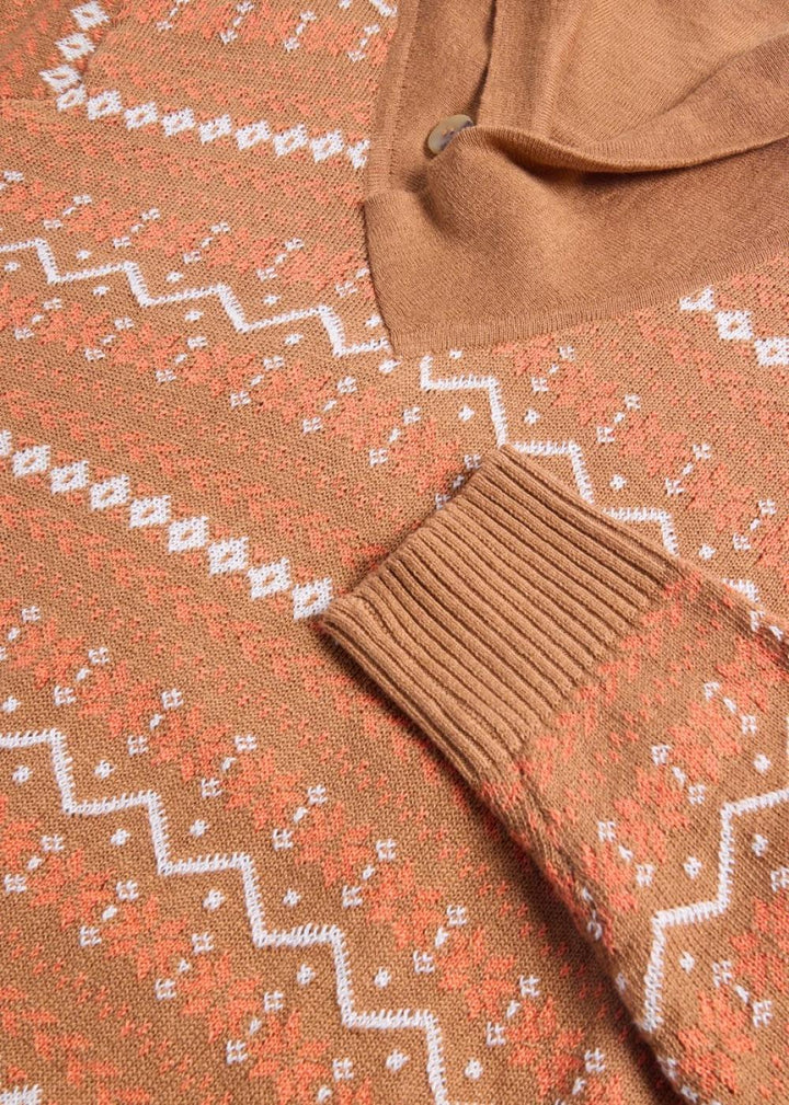 Linen & Cotton Fairisle Sweater - Brown/Multi - Sweater