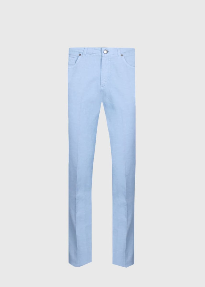 Linen & Cotton Five Pocket Pant - Light Blue - Pants
