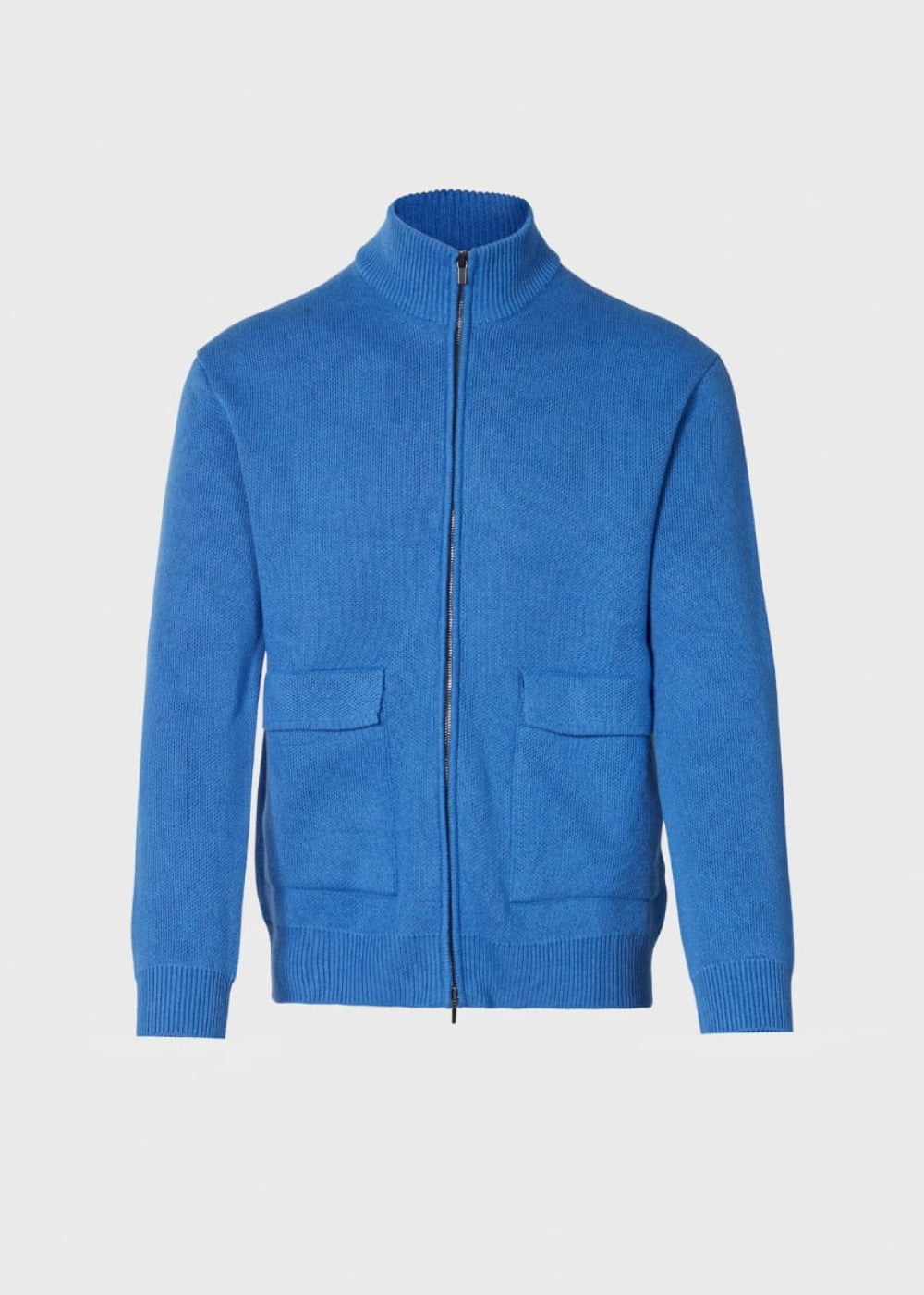 Linen & Cotton Knit Blouson - Blue - Sweater