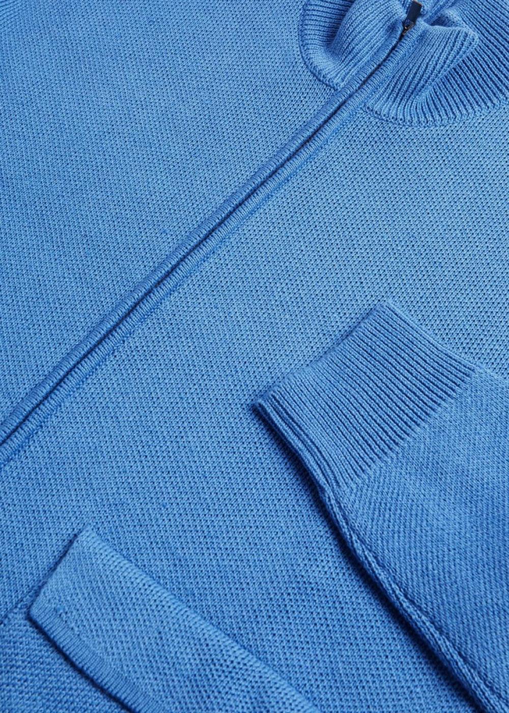 Linen & Cotton Knit Blouson - Blue - Sweater