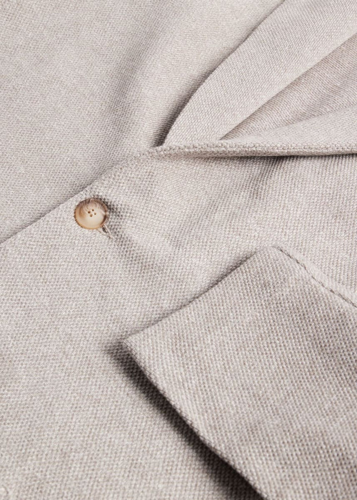 Linen & Cotton Piqué Knit Blazer - Tan - XXL (46) - Blazer