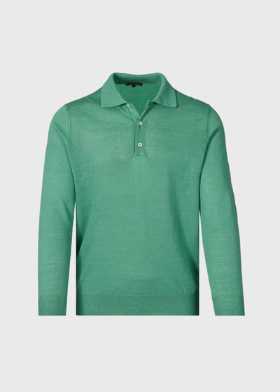 Linen & Cotton Polo Shirt - Green - XXL (46) - Polo