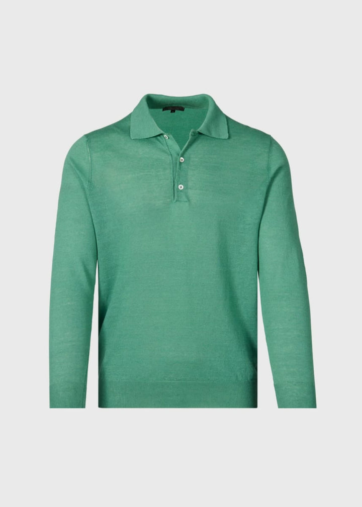 Linen & Cotton Polo Shirt - Green - XXL (46) - Polo