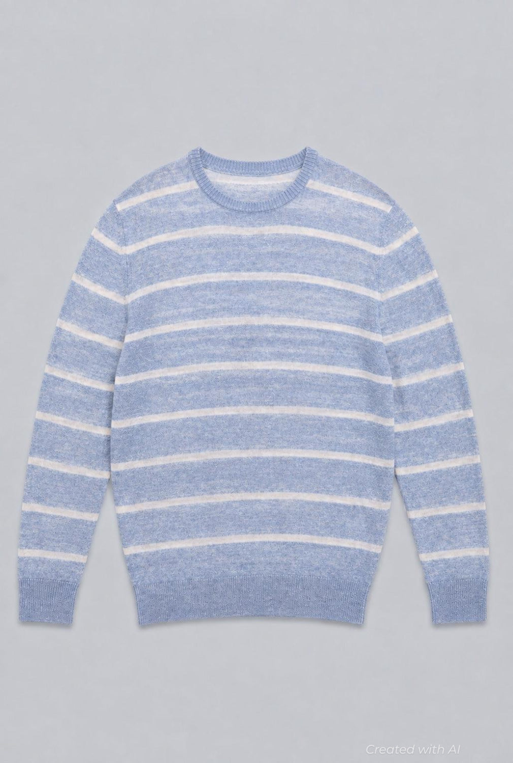 Linen & Cotton Rollneck Stripe Sweater - Blue - M (40) - Sweater
