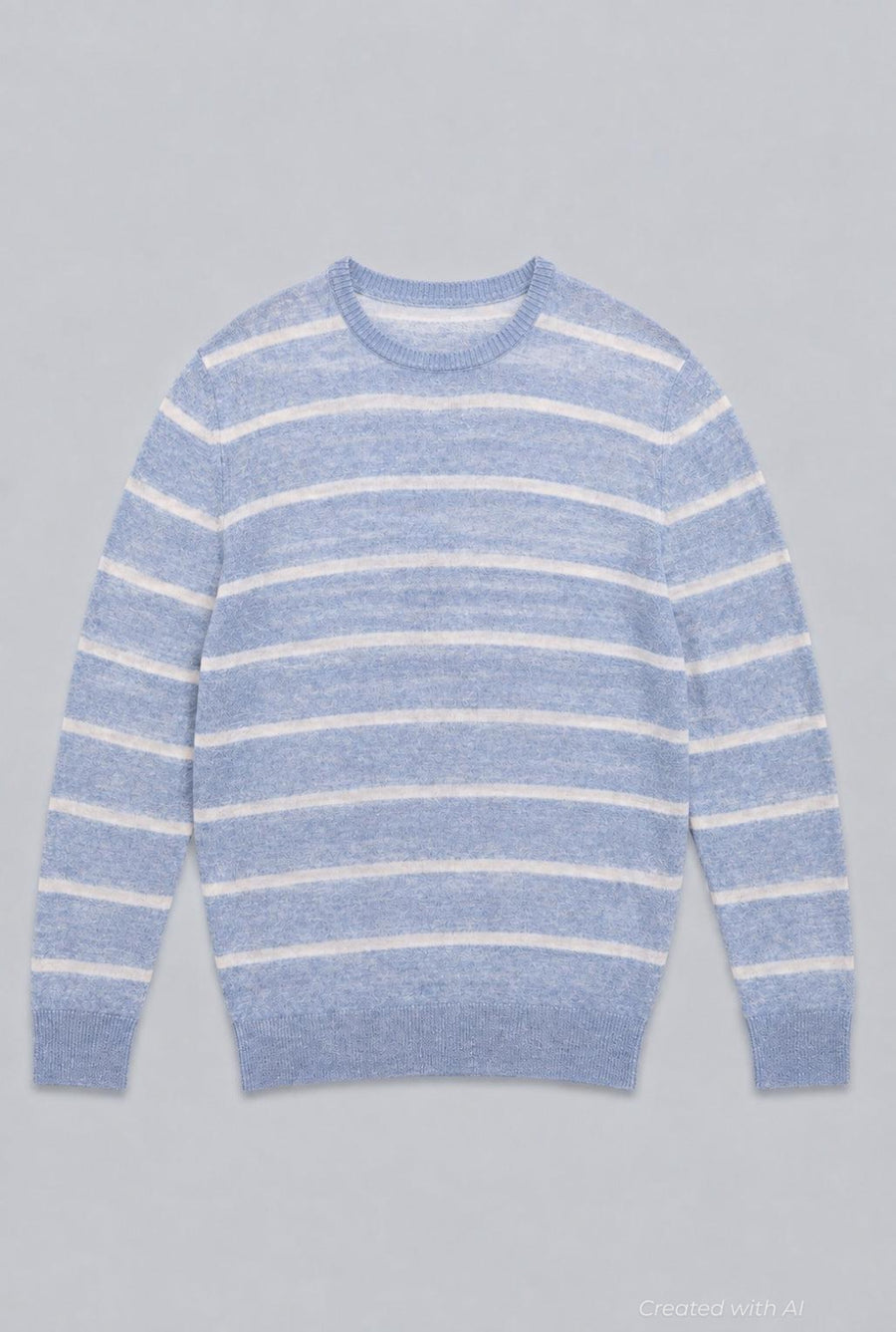 Linen & Cotton Rollneck Stripe Sweater - Blue - M (40) - Sweater