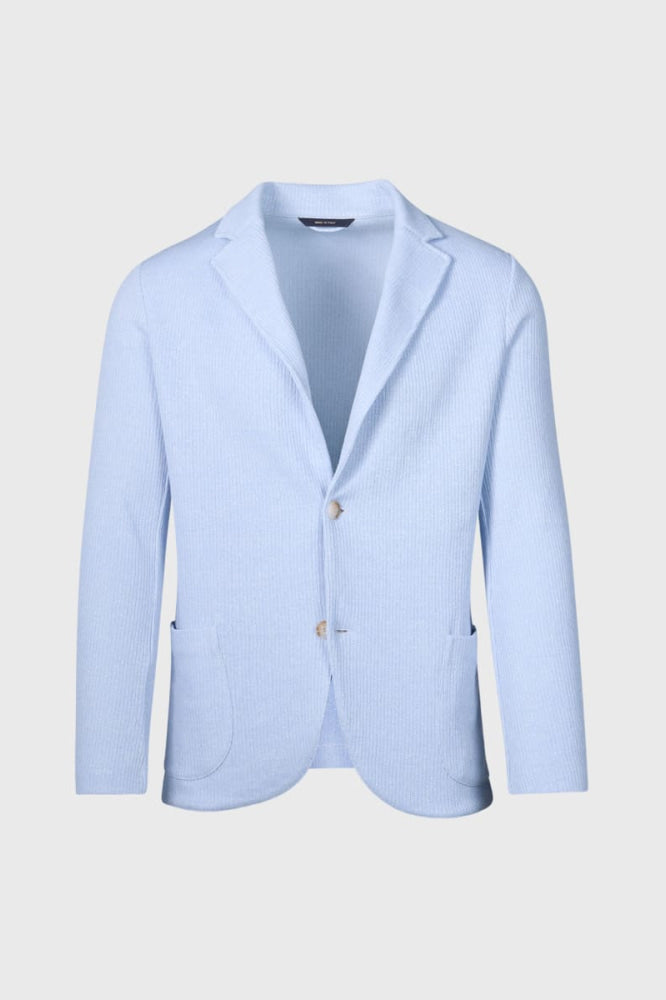 Linen & Cotton Sweater Jacket - Heather Blue - Blazer