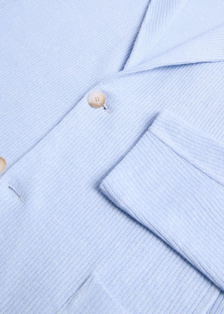Linen & Cotton Sweater Jacket - Heather Blue - Blazer