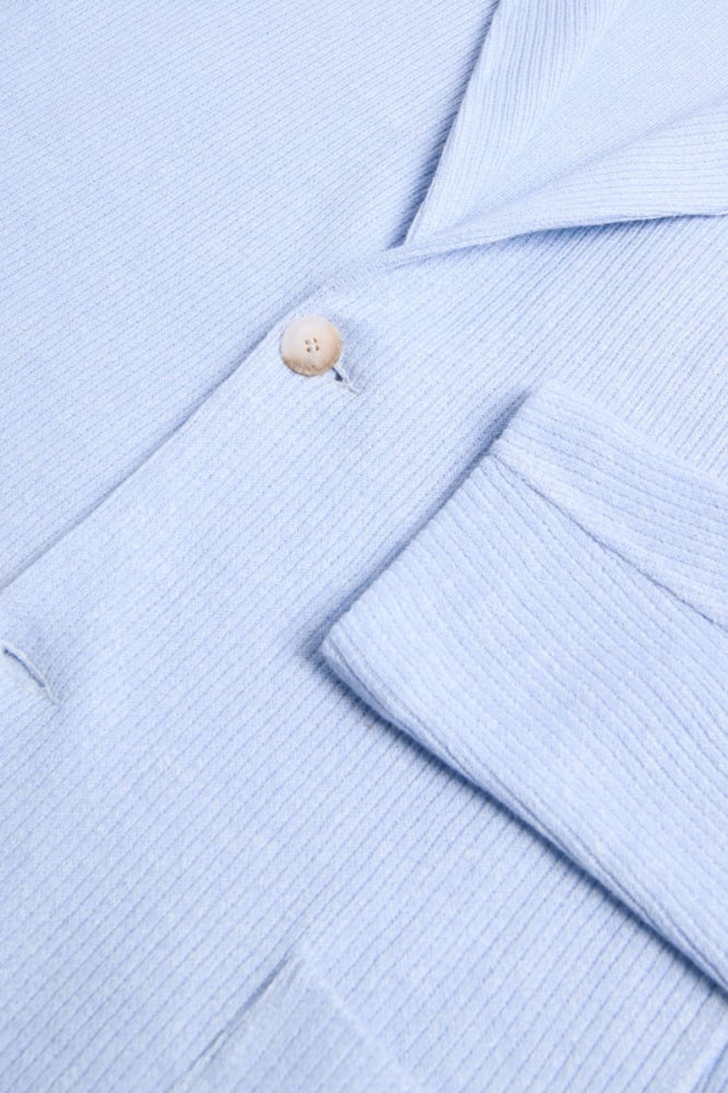 Linen & Cotton Sweater Jacket - Heather Blue - Blazer