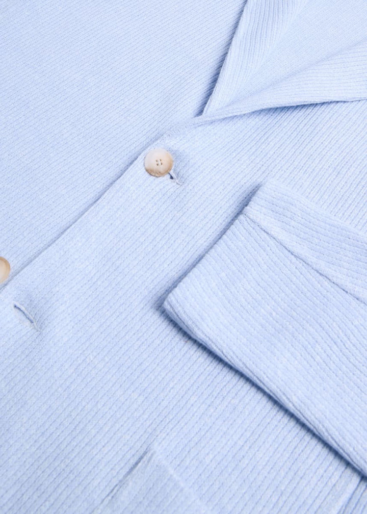 Linen & Cotton Sweater Jacket - Heather Blue - Blazer