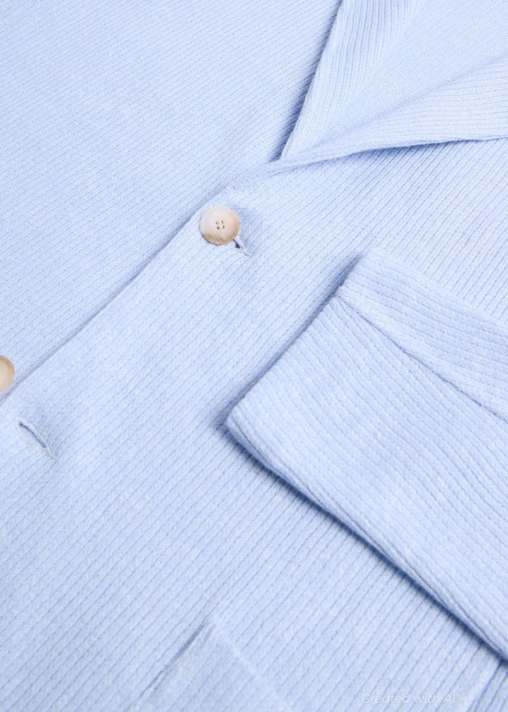 Linen & Cotton Sweater Jacket - Heather Blue - Blazer
